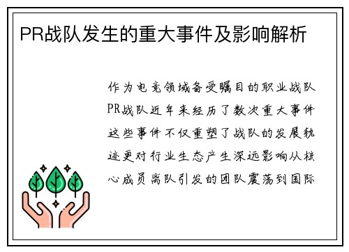 PR战队发生的重大事件及影响解析